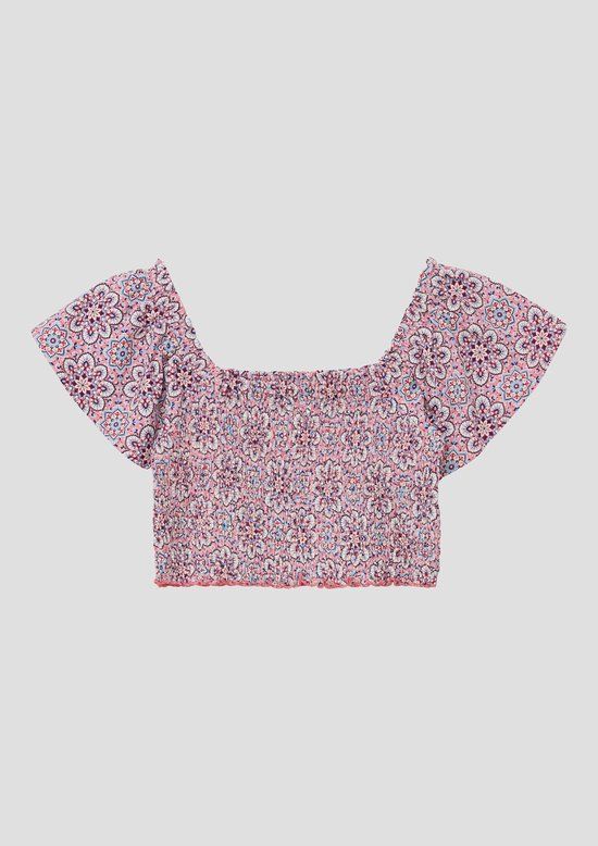 s.Oliver T-shirt met volant en gebloemd patroon - oudroze - maat 158/164