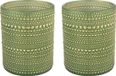Countryfield Luxe theelichthouder - 2 stuks - Aurora - glas - olijfgroen/goud - D8 x H10 cm
