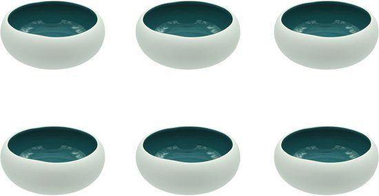 Medard de Noblat Oslo Pacific Kleine Kom 12 cm 6-delig Aardewerk Wit Blauw Rond