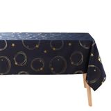 Douceur d'intérieur Rectangular Tablecloth (150 x 240 cm) Star Navy/Gold, Polyester Metallic Print