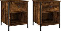 vidaXL Nachtkastjes - 2 stuks - 40x42x50 cm - Bewerkt Hout - Gerookt Eikenkleurig
