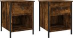 vidaXL Nachtkastjes - 2 stuks - 40x42x50 cm - Bewerkt Hout - Gerookt Eikenkleurig