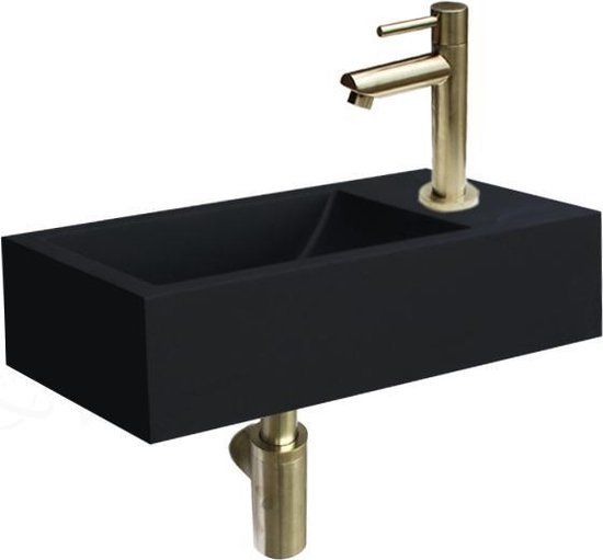Sani Royal Quartz Zwart Fonteinset 40x22x10 cm - Goud - Industrieel