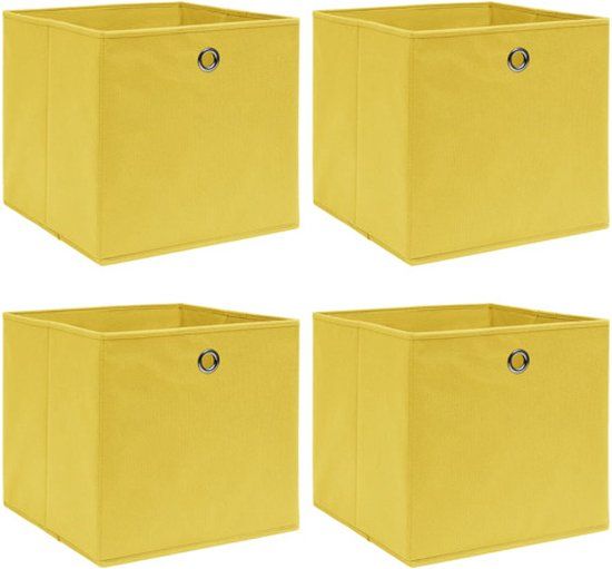 vidaXL Opbergboxen - 4 stuks - 32x32x32 cm - Stof - Geel