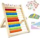 Abacus Rekenliniaal met 100 kleurrijke kralen - Telstokjes - Digitale kaarten - Abacus-rekenmachine voor kinderen vanaf 3 jaar - Abacus-telraam van 1
