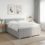 vidaXL Boxspringbed met matras, lichtgrijs, 160 x 200 cm, stof