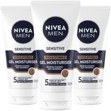 NIVEA Men Sensitive Skin & Stubble Moisturizer Gezichtsgel - 3 x 50 ml - Voordeelverpakking