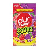 PUR Jumbo SOURZ Gum | Aspartaamvrije kauwgom | Met xylitol | Natuurlijke smaak | Zure aardbei, zure druif, 20 stuks (Pak van 1)