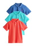 Next - Jongens - Verpakking van 3 poloshirts met korte mouwen - Blauw