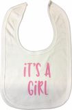Soft Touch Slabber It's a Girl - Wit/Roze - 33 cm - Katoen