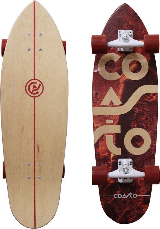 Coasto Nova 33.5" Surfskate Board - Bruin/Rood