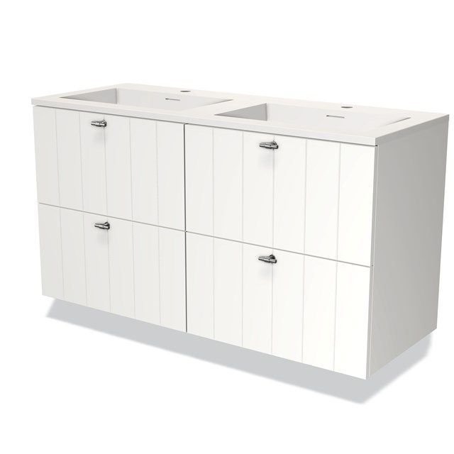 Maxaro Badkamermeubel 120cm Modulo Mat Wit 4 Lades Lamel Wastafel Solid Surface