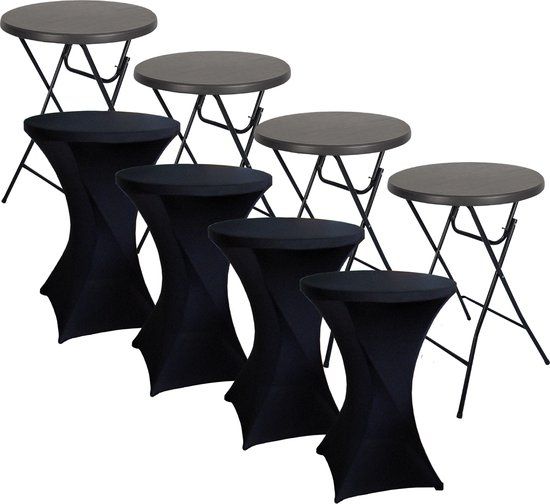 BRASQ Statafel Zwart – Ø80 x 110 cm – Set van 4