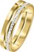 Lucardi Dames Ring goldplated 2rij met kristal - Ring - Cadeau - Staal - Goudkleurig