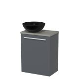 Maxaro Donkergrijs Vlak front Mat zwart Keramiek waskom Grijs eiken blad Toiletmeubel met waskom | 41 cm