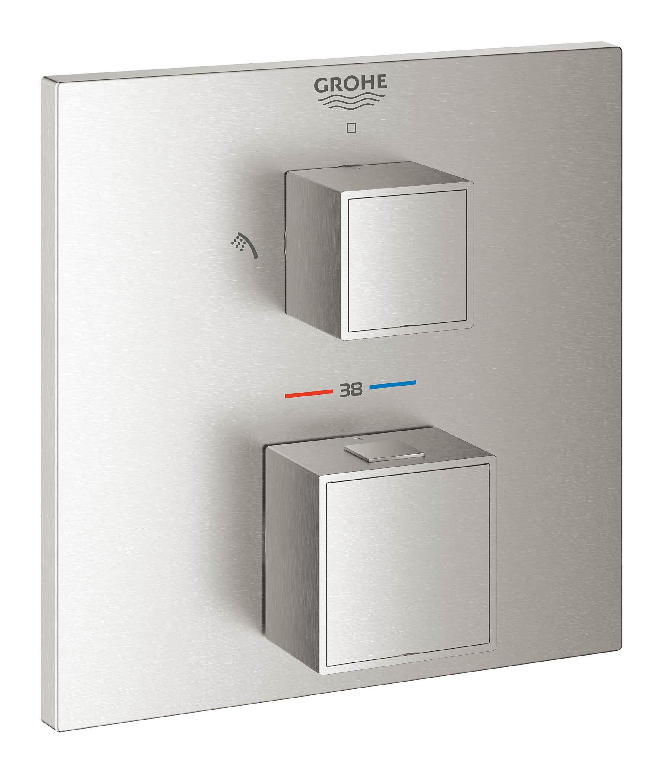 GROHE 24154DC0 GRT Cube THM trimset bath armatuur, super staal grijs