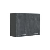 Vicco Glazen keukenkast R-Line, Zwart beton/Antraciet, 80 cm