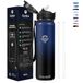 Grsta Thermosfles, 1 l, met BPA-vrij rietje, dubbelwandig, lekvrij staal, drinkfles van metaal voor sport, camping, sportschool