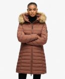 Superdry Fuji Dames Jas Met Capuchon En Imitatiebont - Nutmeg Spice Brown - Maat S