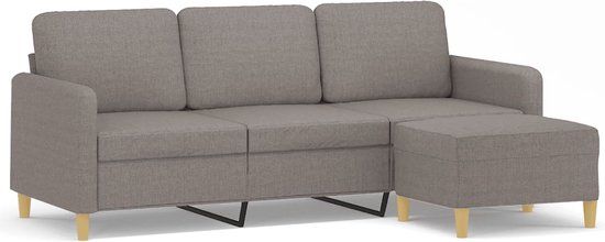 vidaXL Driezitsbank met voetenbank 180 cm stof taupe