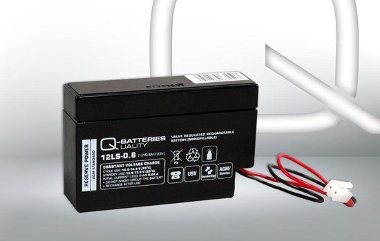 Quality Batteries Q-Batteries 12LS-0.8 JST LS - 12V 0.8Ah AGM - Alarmsysteem / UPS
