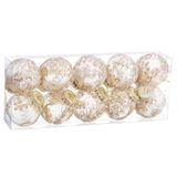 BigBuy Christmas Kerstballen, champagne, kunststof stof, 6 x 6 x 6 cm, 10 stuks