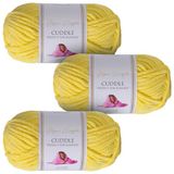 Utopia Crafts Knuffel Super Chunky Chenille Zacht Garen voor Breien en Haken, 3X 100g (Citroen)
