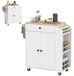 Chariot de cuisine - Chariot de service avec tiroir et espace de rangement - Fabriqué en panneau de particules et MDF - Blanc