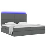 vidaXL LED Opbergbed met Matras Donkergrijs 200 x 200 cm Stof