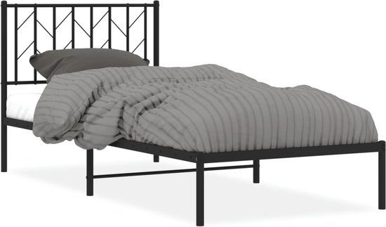 vidaXL Bedframe Metaal met Hoofdbord Zwart 90x200 cm