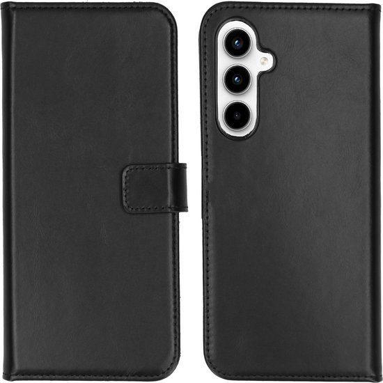 Selencia Book Case - Samsung Galaxy A35 5G - Echt Lederen Hoesje - Zwart