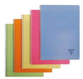 Clairefontaine Linicolor Fresh Spiraalschrift, A4, 180 pagina's, Grote Ruitjes, Wit Papier 90g, Transparante Omslag