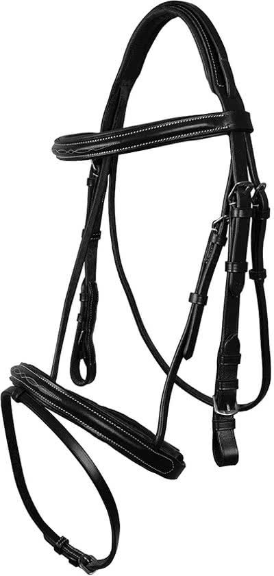 QHP Hoofdstel Luxe Stiksel - Black - Shetland