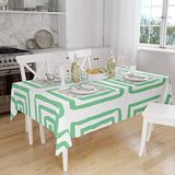 Bonamaison Tafelkleed, Anti-Mold, Sneldrogend, Waterdicht, 100% Polyester Tafellaken, Petroleum Groen, Wit, 140 x 160 Cm