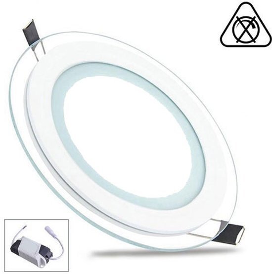 BES LED LED Downlight Slim - Inbouw Rond 15W - Helder/Koud Wit 6400K - Mat Wit Glas - Ã˜200mm