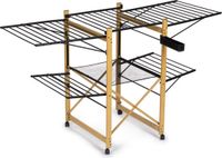 Vitapur Wasrek - Droogrek - Kledingrek - Droogrekken - Wasrek Inklapbaar - Inklapbaar Droogrek - 30 meter drooglengte - Verrijdbaar - Houtlook - Zwart