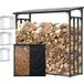 Metall Kaminholzregal Außen 185 x 70 x 185 cm mit Wetterschutz Schwarz, Basic - 30 mm Stahlprofil, Anthrazit, Wetterfest, Kapazität 2,3 m³ (3,5 Srm), XXL Garten Kaminholzunterstand Stapelhilfe