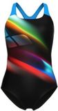 Arena Dames zwempak uit 1 stuk Diagonals PR - Zwart/Turquoise - Maat 36