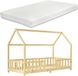 en.casa Kinderbed Sisimiut met uitvalbeveiliging en matras 90x200 hout