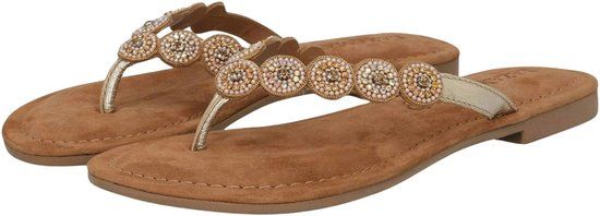 Lazamani Lea Dames Slippers Leer Gold - Maat 40