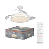 OSRAM LED-plafondventilator Wit, stil, afstandsbediening | Ceiling Fan Coromuel, Ceiling Fans with Lighting, Wit, 1065 mm dia, 50000 h, verpakking van 1
