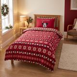 Aymax Flanel Dekbedovertrek Mickey Kerst Officiele Disney Licentie 140x200cm + Kussensloop 65x65cm
