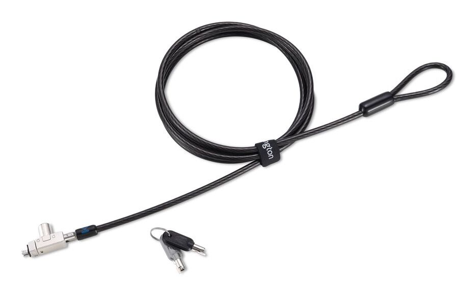 Kensington Slim N17 2.0 Keyed Laptop Lock - Wedge-Shaped Slots - Black/Silver