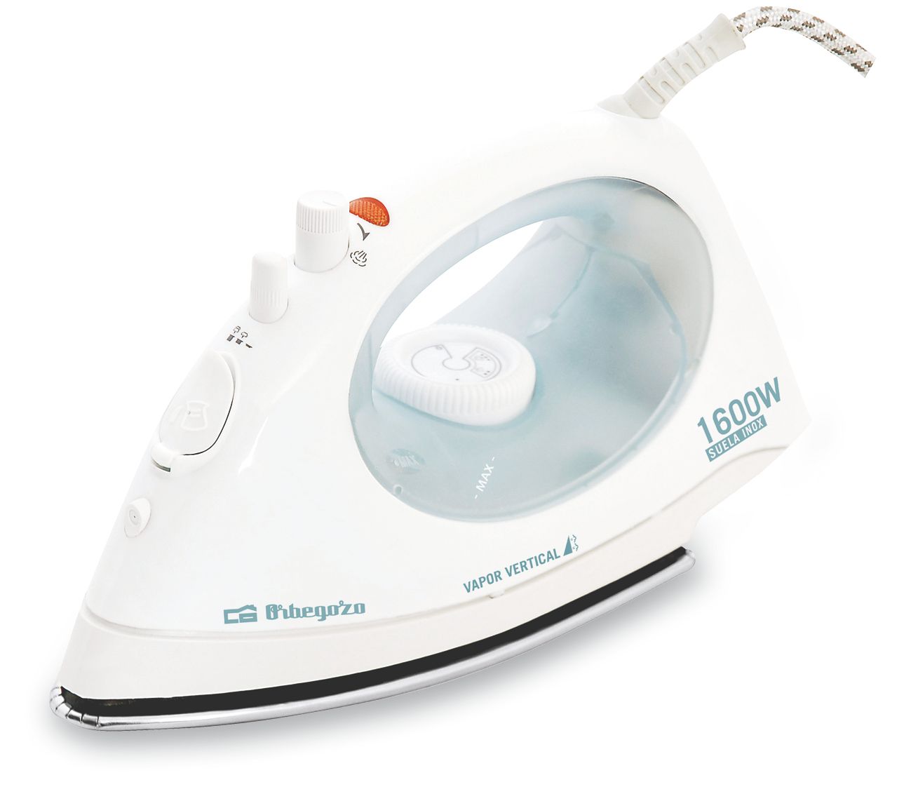Orbegozo SV 1600 Droog- & stoomstrijkijzer - Roestvrijstalen zoolplaat - 1600 W - Wit