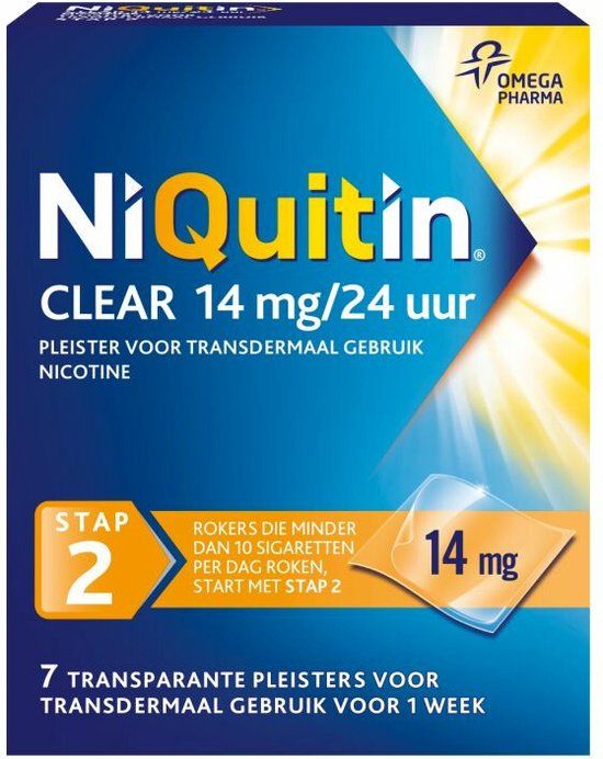 NiQuitin Clear Pleisters 14 mg - Stap 2 - Stoppen met roken - 7 stuks
