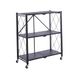 CATTERHOUSE Kim Opvouwbaar metalen rek, 84-71,5 x 36 x 84 cm, zwart, met wielen en 3 planken, belastbaar tot 120 kg