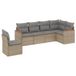 VidaXL 6-delige Loungeset met kussens, poly rattan, beige