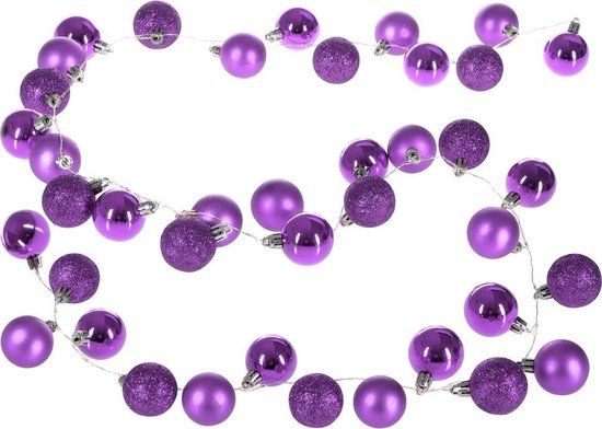 Casaria Kerstverlichting 40 LED's Incl. Kerstballen - Mat Lila - Paars - 2m