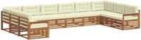vidaXL Ensemble de canapés 8 pièces Acacia massif naturel et crème