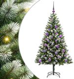 vidaXL Kunstmatige Scharnierende Kerstboom met Gevlokte Sneeuw, Warmwit